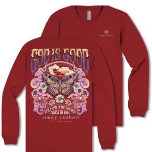 NWT Simply Southern Red Graphic Long Sleeve Shirt XL